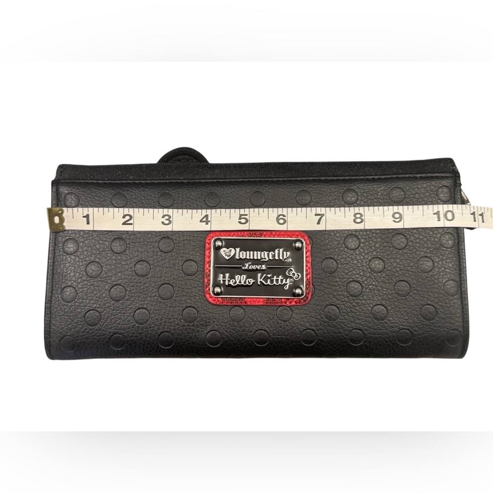 Loungefly Hello Kitty Black Sparkle Envelope Clutch Wristlet with Red Bow - Picture 13 of 15